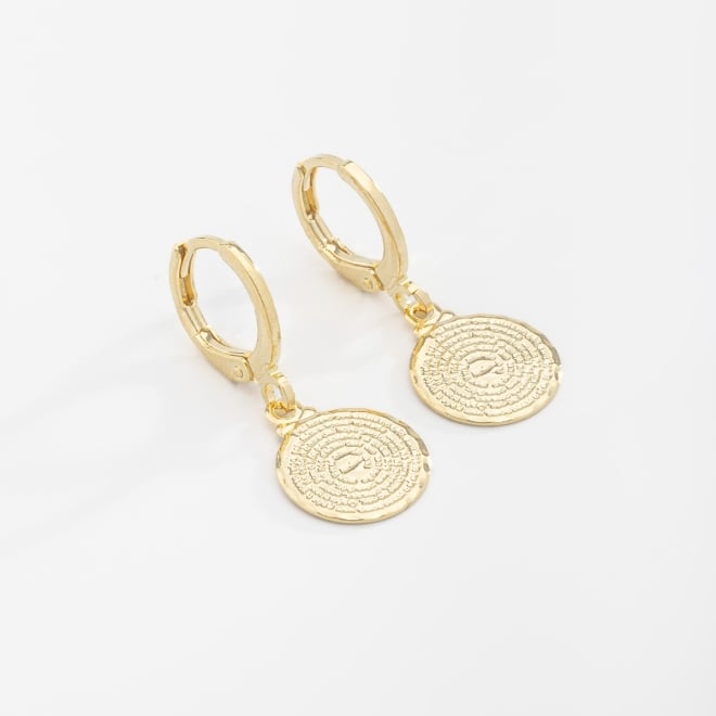 AQ-00009 BRINCO ARGOLA CLICK BANHADO A OURO 18K COM MEDALHA GRAVADA COM A ORAÇÃO DO PAI