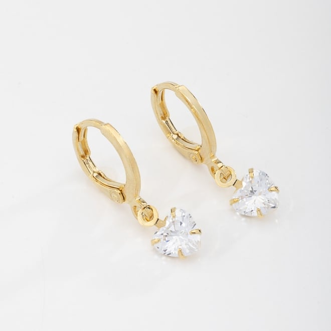 AQ-00027 BRINCO ARGOLA CLICK BANHADO A OURO 18K COM ZIRCÔNIA EM CORAÇÃO