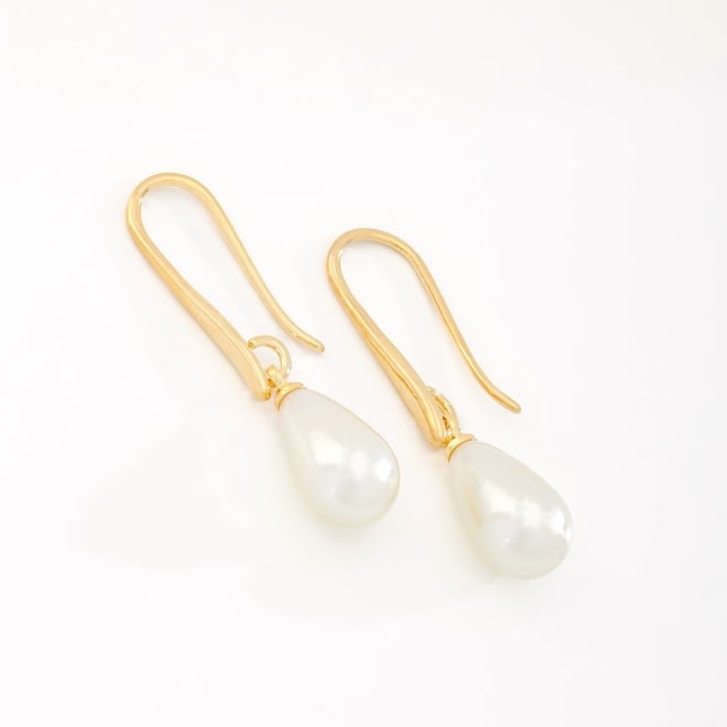 AQ-00235 BRINCO ARGOLA BANHADO A OURO 18K COM PINGENTE EM GOTA DE PÉROLA