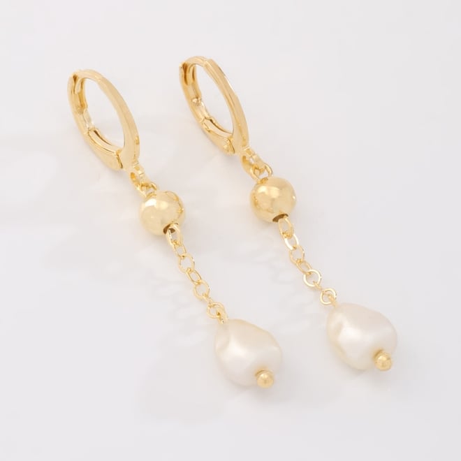 AQ-00266 ARGOLA COM ESFERA E PÉROLA PENDURADA