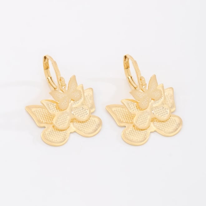 AQ-00267 ARGOLA BANHADO A OURO 18K COM PINGENTE DE BORBOLETA SOBREPOSTA