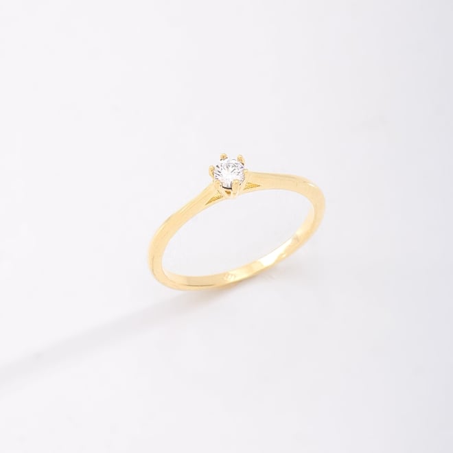 AS-0004 ANEL SOLITÁRIO BANHADO A OURO 18K COM ZIRCÔNIA CENTRAL