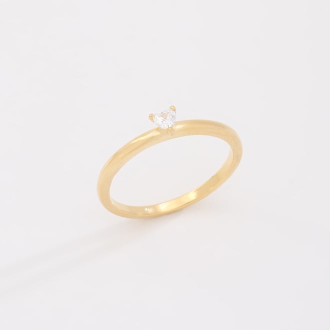 AS-0095 ANEL BANHADO A OURO 18K COM SOLITÁRIO EM ZIRCÔNIA CORAÇÃO