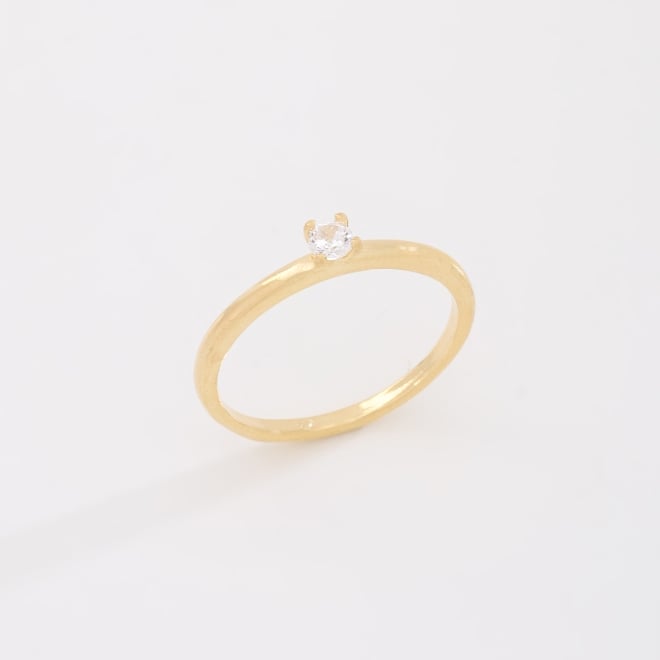 AS-0096 ANEL SOLITÁRIO BANHADO A OURO 18K COM ZIRCÔNIA