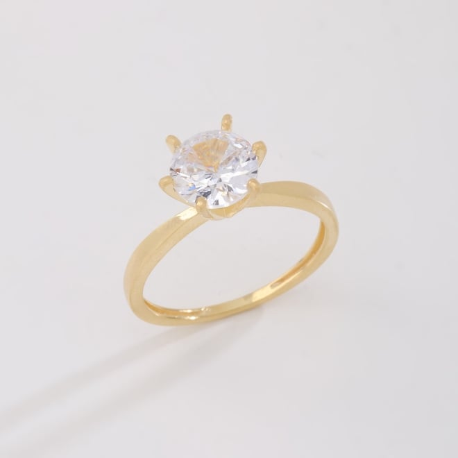AS-0097 ANEL BANHADO A OURO 18K COM ZIRCÔNIA CENTRAL