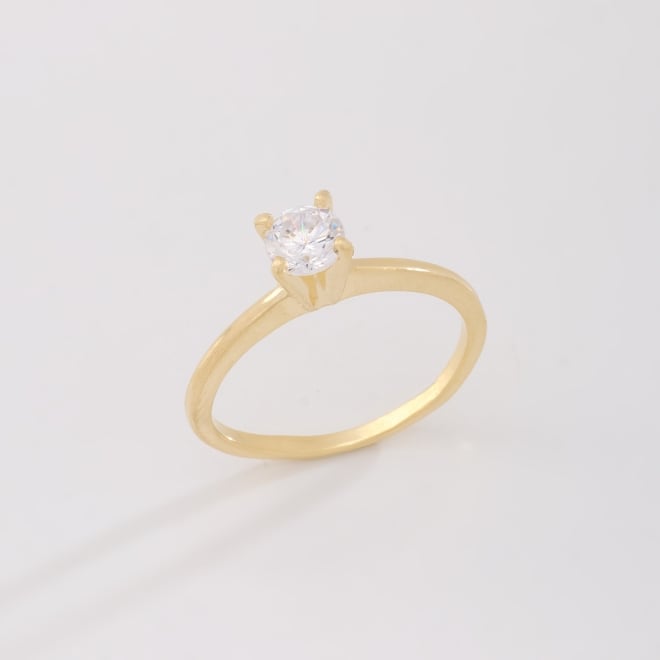 AS-0098 ANEL BANHADO A OURO 18K COM ZIRCÔNIA SOLITÁRIA