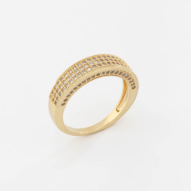 AX-00096 ANEL BANHADO A OURO 18K COM FILEIRAS CRAVEJADAS EM ZIRCÔNIA