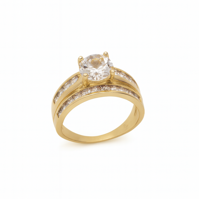 AX-00114 ANEL BANHADO A OURO 18K COM ZIRCÔNIA CRISTAL