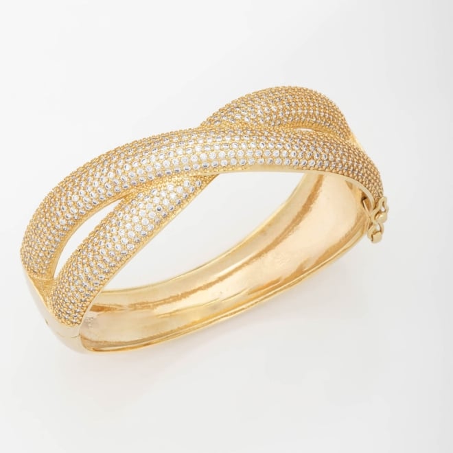 BCX-0002 BRACELETE COM DESIGN ENTRELA&Ccedil;ADO&nbsp;EM ZIRC&Ocirc;NIAS