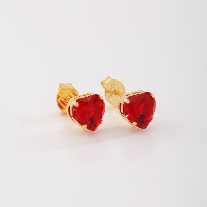 BF-00056 BRINCO BANHADO A OURO 18K COM ZIRCONIA EM FORMATO DE CORAÇÃO