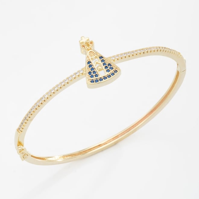 BL-00078 BRACELETE DE NOSSA SENHORA APARECIDA&nbsp;EM ZIRC&Ocirc;NIAS AZUIS 