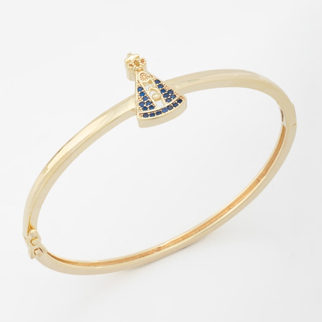 BL-00079  BRACELETE BANHADO A OURO 18K COM PINGENTE DE N. S. APARECIDA EM ZIRCÔNIAS.