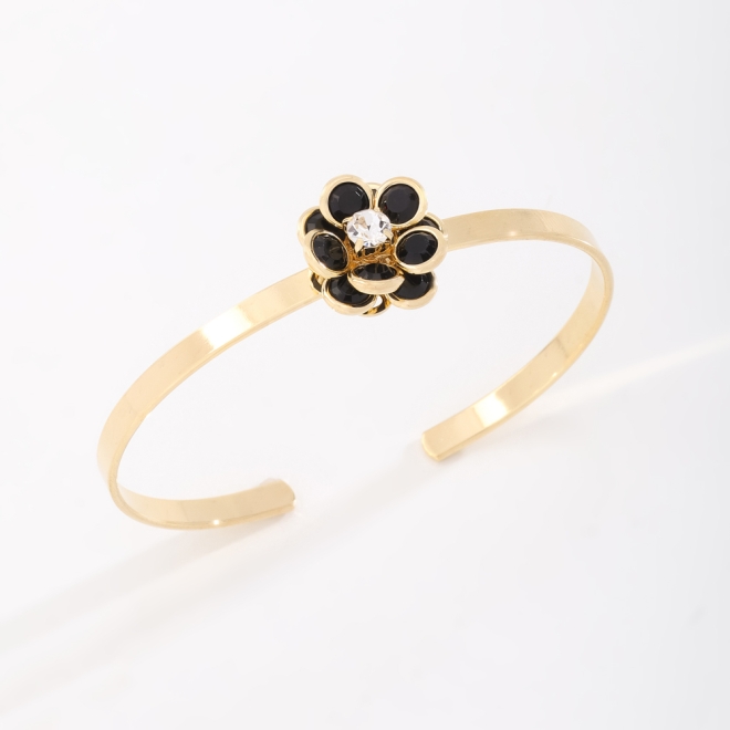 BL-00106 BRACELETE BANHADO A OURO 18K COM FLOR CENTRAL EM ZIRCÔNIAS