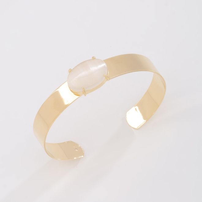 BL-00107 BRACELETE BANHADO A OURO 18K COM DESIGN RÍGIDO EM FORMATO DE FITA