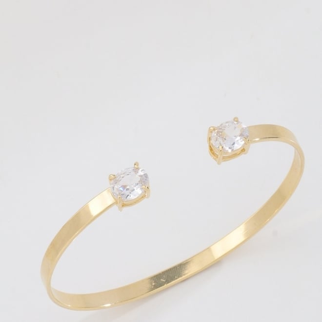 BL-00109 BRACELETE BANHADO A OURO 18K COM DESIGN ABERTO E ZIRCÔNIAS NAS EXTREMIDADES