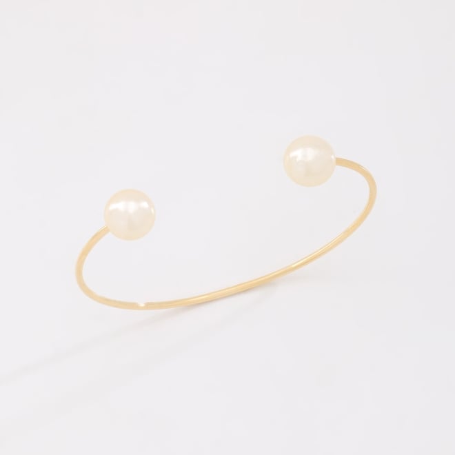 BL-00117 BRACELETE BANHADO A OURO 18K COM P&Eacute;ROLAS NAS EXTREMIDADES E DESIGN MINIMALISTA