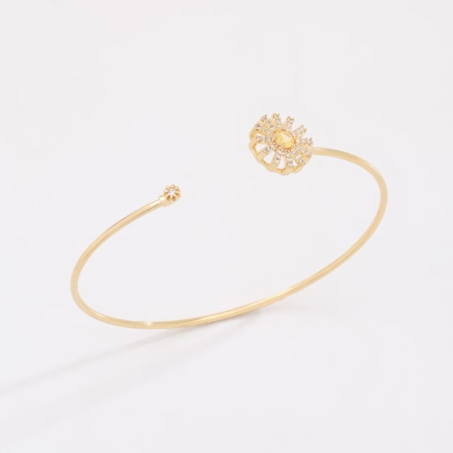 BL-00126-BRACELETE ABERTO COM FLOR CRAVEJADA EM ZIRC&Ocirc;NIAS