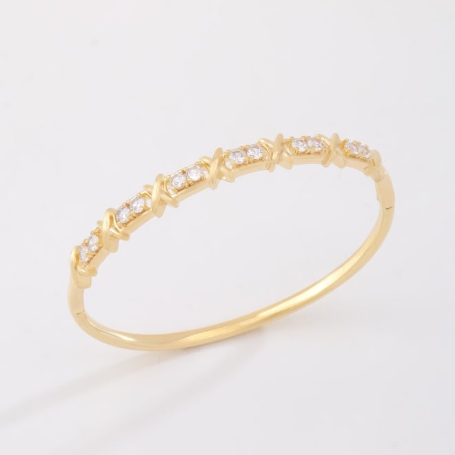 BL-00127 Bracelete Liso Trabalhado Cravejado Zircônia 3mm