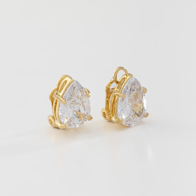 BP-0006 BRINCO DE PRESSÃO BANHADO A OURO 18K COM PEDRA OVAL EM ZIRCÔNIA LAPIDADA