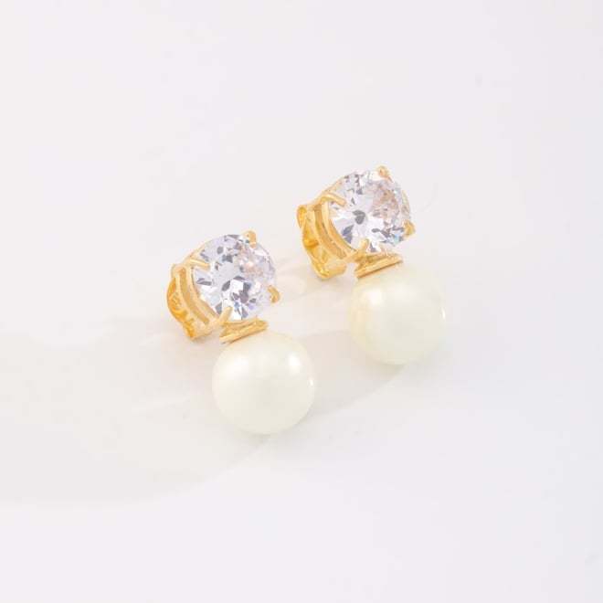 BR-00015-BRINCO DUPLA FACE COM ZIRCÔNIA E PÉROLA SHELL