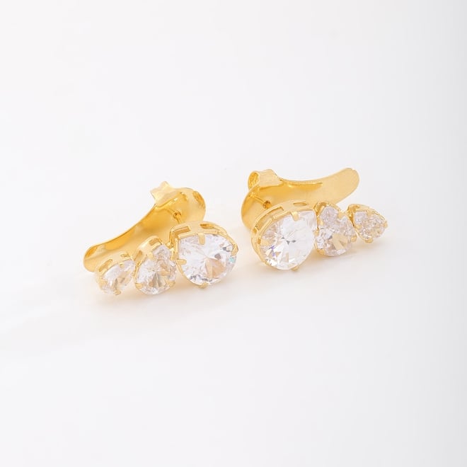 BR-00039 BRINCO COM TRÊS ZIRCONIA EM FORMATO DE GOTA
