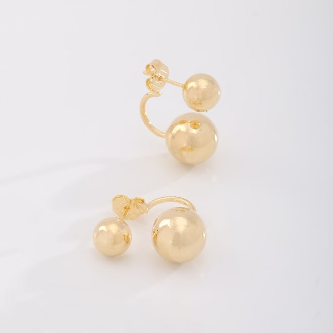 BR-00089-BRINCO BANHADO A OURO 18K COM DESIGN DUPLA ESFERA