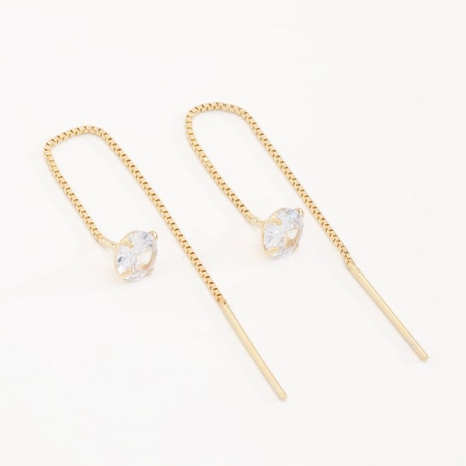 BR-00104 BRINCO BANHADO A OURO 18K COM CORRENTE PENDENTE E ZIRCÔNIA REDONDA