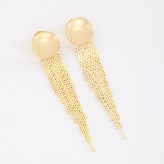 BR-00323 BRINCO BANHADO A OURO 18K COM BASE REDONDA POLIDA E FRANJAS
