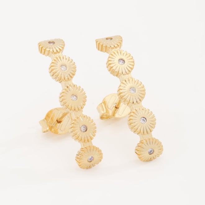 BR-00622 BRINCO EAR HOOK FLORES COM ZIRCÔNIAS