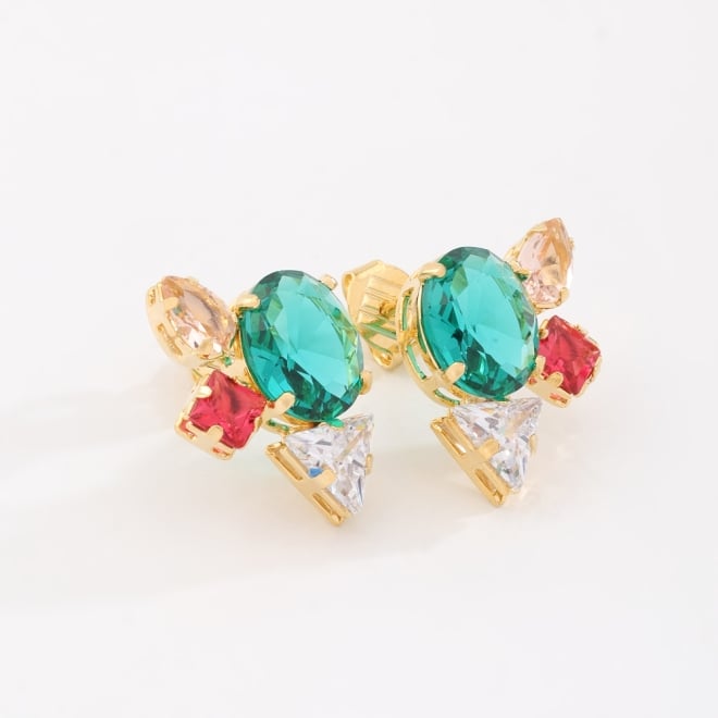 BR-00788 BRINCO BANHADO A OURO 18K COM PEDRA CENTRAL OVAL