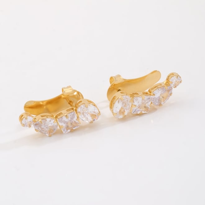 BR-00800 BRINCO EAR CUFF GOTA E FORMAS GEOMÉTRICAS