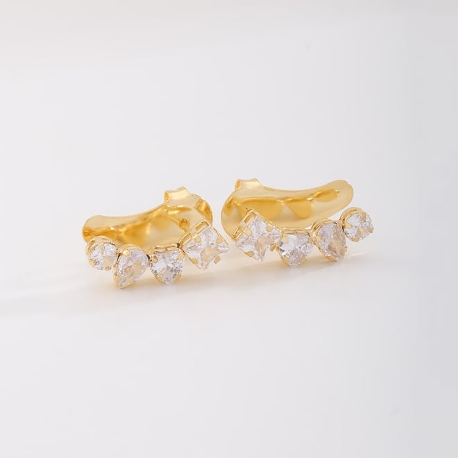 BR-00802 BRINCO EAR CUFF CORAÇÃO E FORMAS GEOMÉTRICAS