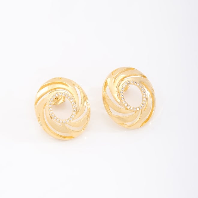 BR-00807 BRINCO BANHADO A OURO 18K COM DESIGN CIRCULAR EM CAMADAS