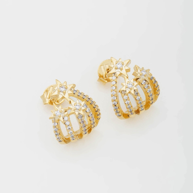BR-00944 BRINCO EAR HOOK ESTRELA COM MICRO ZIRCÔNIAS 