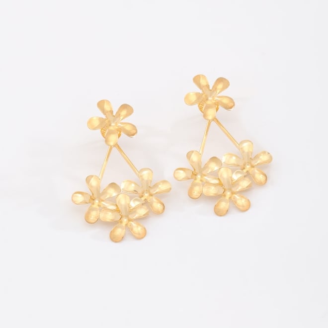 BR-01017 -BRINCO BANHADO A OURO 18K COM DESIGN DELICADO EM FLORES