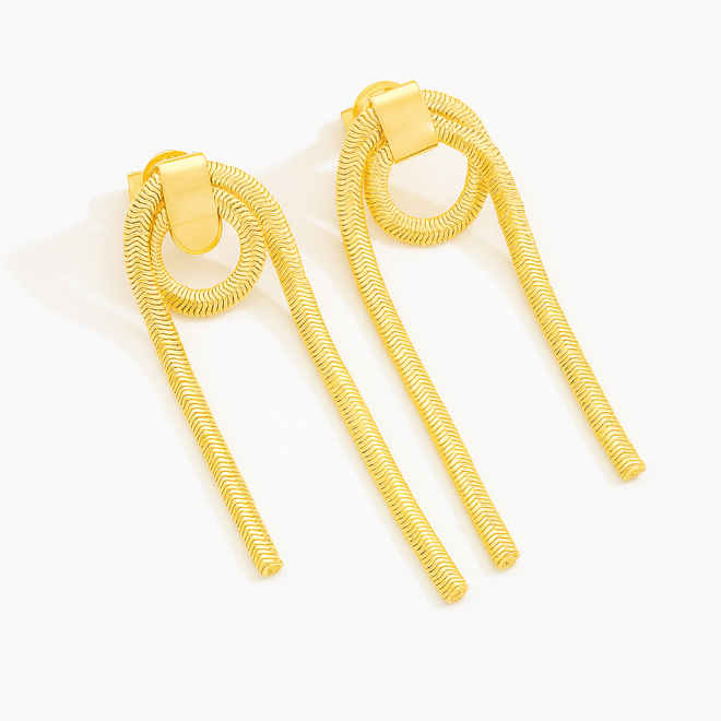 BR-01090 BRINCO BANHADO A OURO 18K COM DESIGN MODERNO EM CORRENTE SNAKE