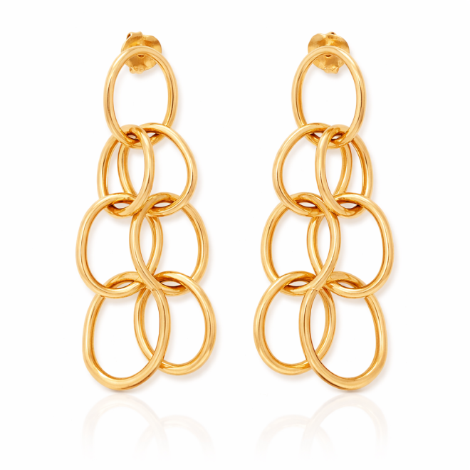 BR-01105 BRINCO BANHADO A OURO 18K COM DESIGN EM ELOS INTERLIGADOS