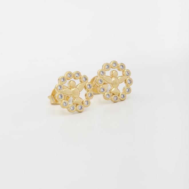 BR-01255 BRINCO BANHADO A OURO 18K COM ESPÍRITO SANTO EM ZIRCÔNIAS