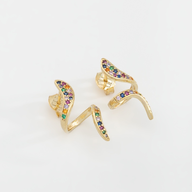 BR-01308 BRINCO BANHADO A OURO 18K COM DESIGN CURVADO ESTILO EAR CUFF