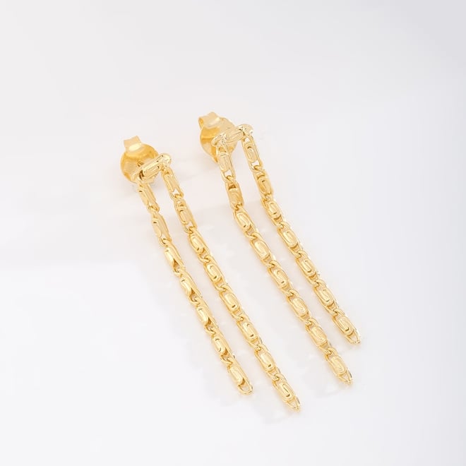BR-01822 BRINCO BANHADO A OURO 18K COM DESIGN EM CORRENTES