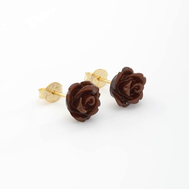 BR-01929 BRINCO BANHADO A OURO 18K COM FLOR EM FORMATO DE ROSA