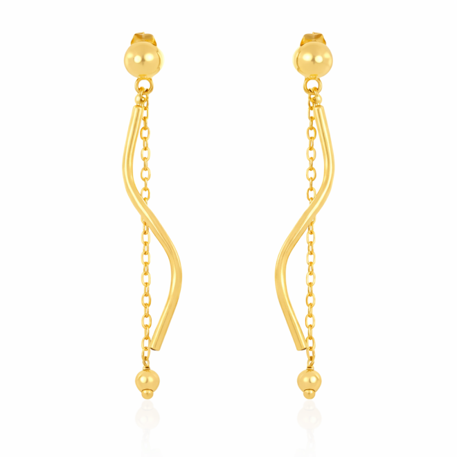 BR-01981 BRINCO BANHADO A OURO 18K COM DESIGN ORGÂNICO CURVO E DETALHE PENDENTE EM CORRENTE