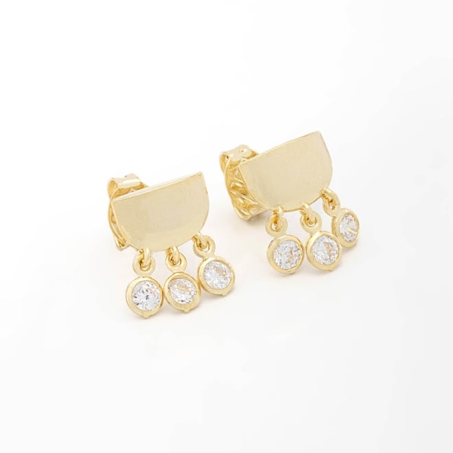 BR-02297 BRINCO BANHADO A OURO 18K COM DESIGN GEOMÉTRICO E PINGENTES