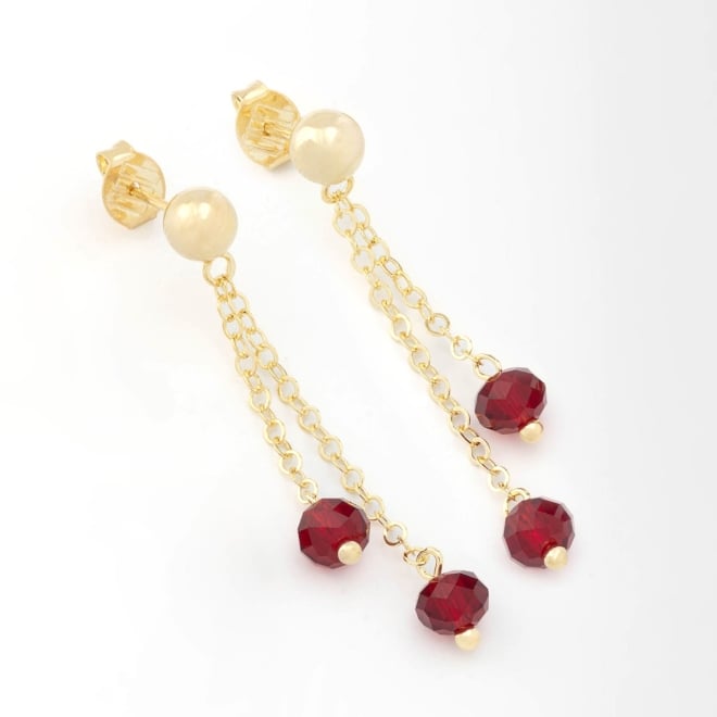 BR-02421 BRINCO BANHADO A OURO 18K COM ESFERA POLIDA E CORRENTES COM CRISTAIS