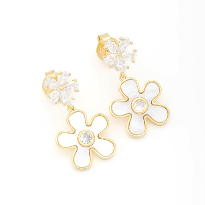 BR-02427 BRINCO BANHADO A OURO 18K COM DESIGN DUPLO EM FLOR