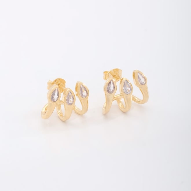 BR-02783-BRINCO BANHADO A OURO 18K COM DESIGN ORGÂNICO GOTA