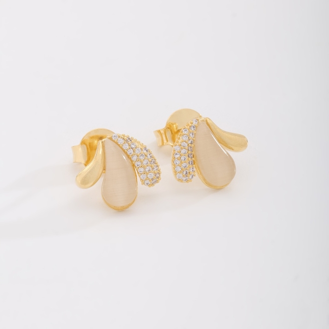 BR-02790 BRINCO COM DESIGN ORGÂNICO E DETALHES EM PEDRA NATURAL E ZIRCÔNIAS