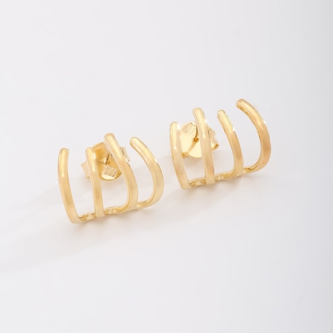 BR-02798-BRINCO BANHADO A OURO 18K COM DESIGN GEOMÉTRICO VAZADO