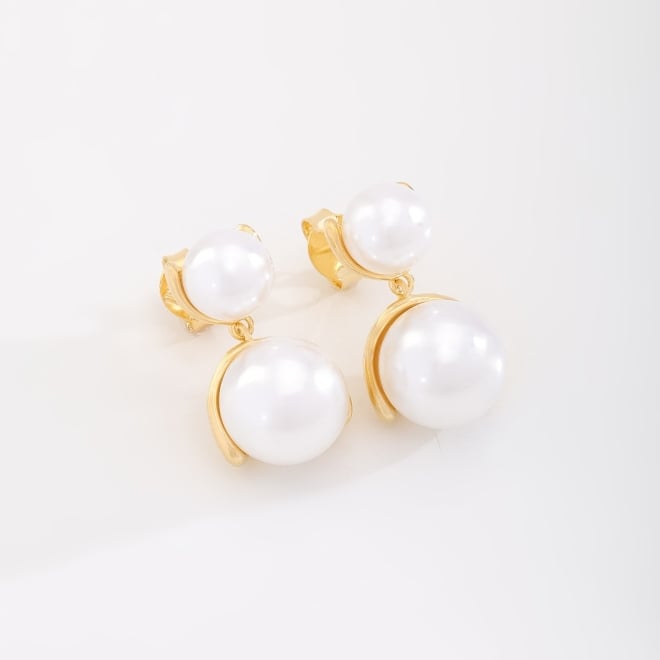 BR-02827 BRINCO COM DUPLAS PÉROLAS EM DESIGN ELEGANTE