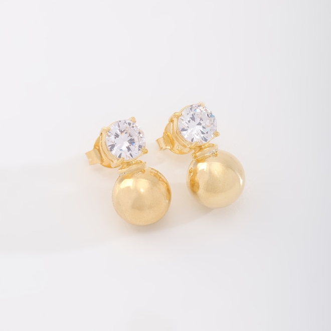 BR-02828 BRINCO COM DETALHE DE ZIRCÔNIA LAPIDADA E ESFERA